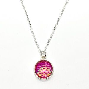 925 Pink Mermaid Scale Pendant Necklace